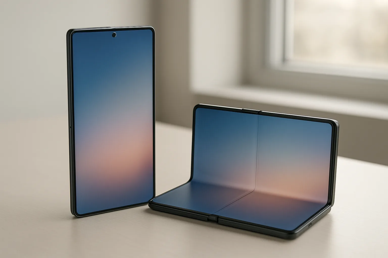 Galaxy Z Fold 8 vs Z Fold 8 Ultra foldable phones side by side on a table