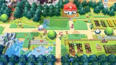 Promotional art for Pokémon Pokopia Bubbly Basin DLC with underwater theme