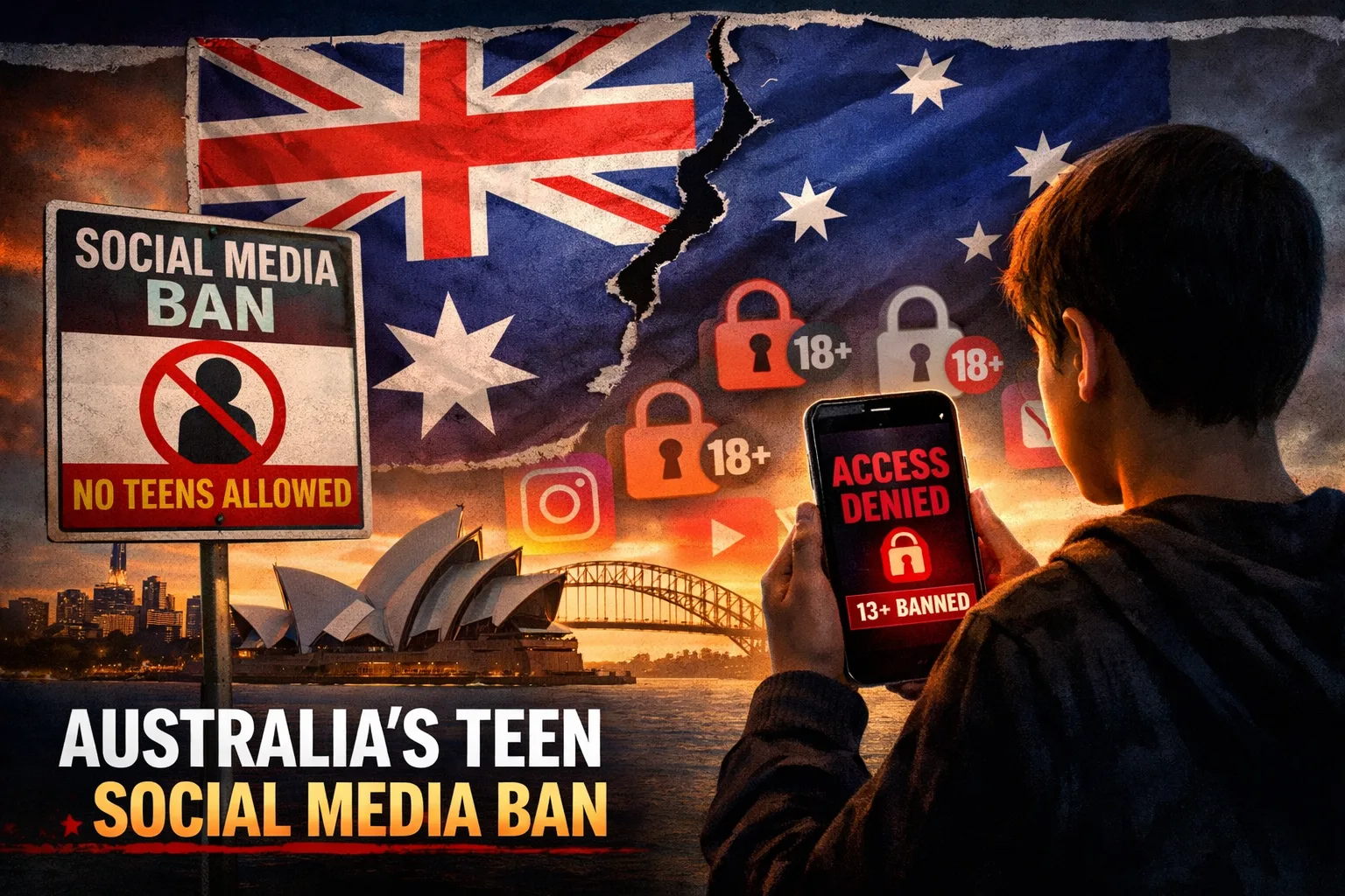 Australian government building as debate over Australia teen social media ban intensifies