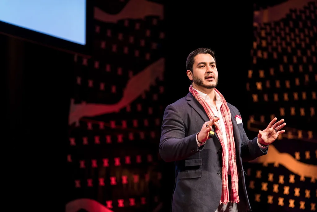 Abdul El-Sayed speaks at a campaign event as Hasan Piker dominates debate online