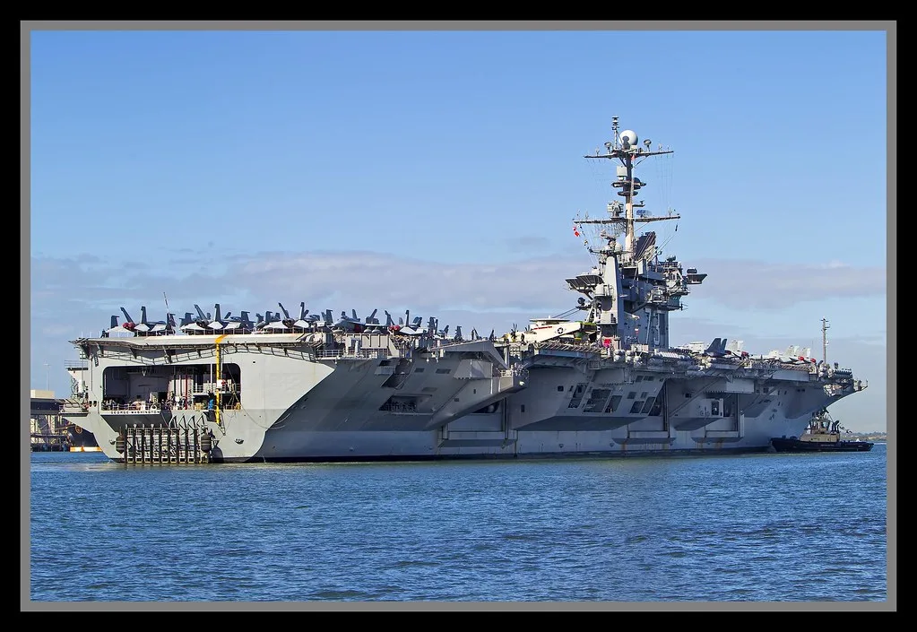 USS George Washington aircraft carrier underway during Iran war deployment