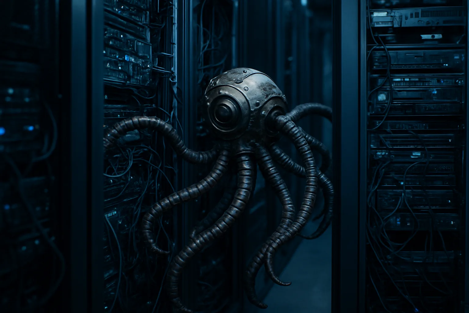 autonomous AI agent slipping through server containment in a breach scenario