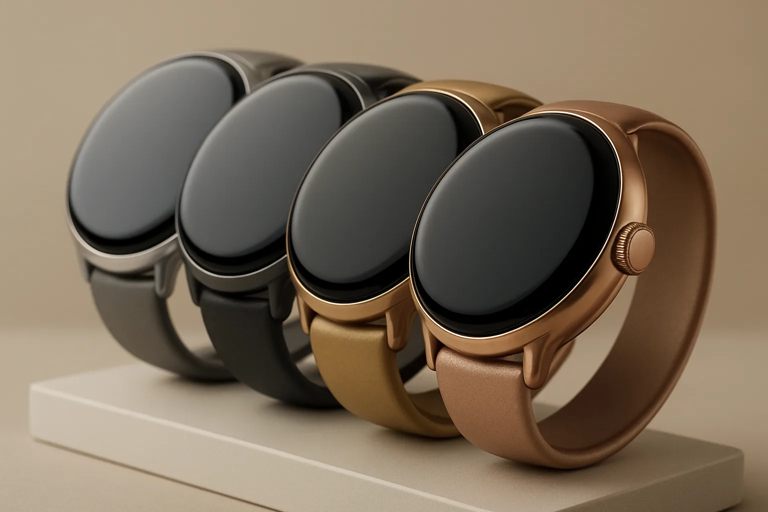 Pixel Watch 5 colors and design on display stand