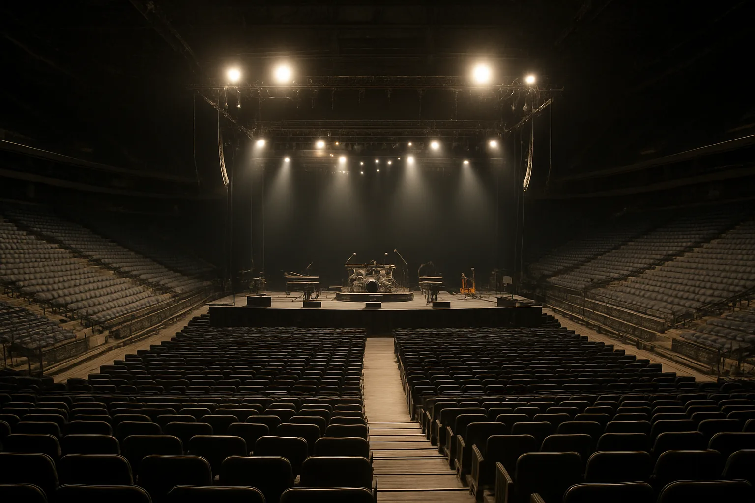 indoor arena prepared for a concert related to Shania Twain missed Taylor Swift’s wedding