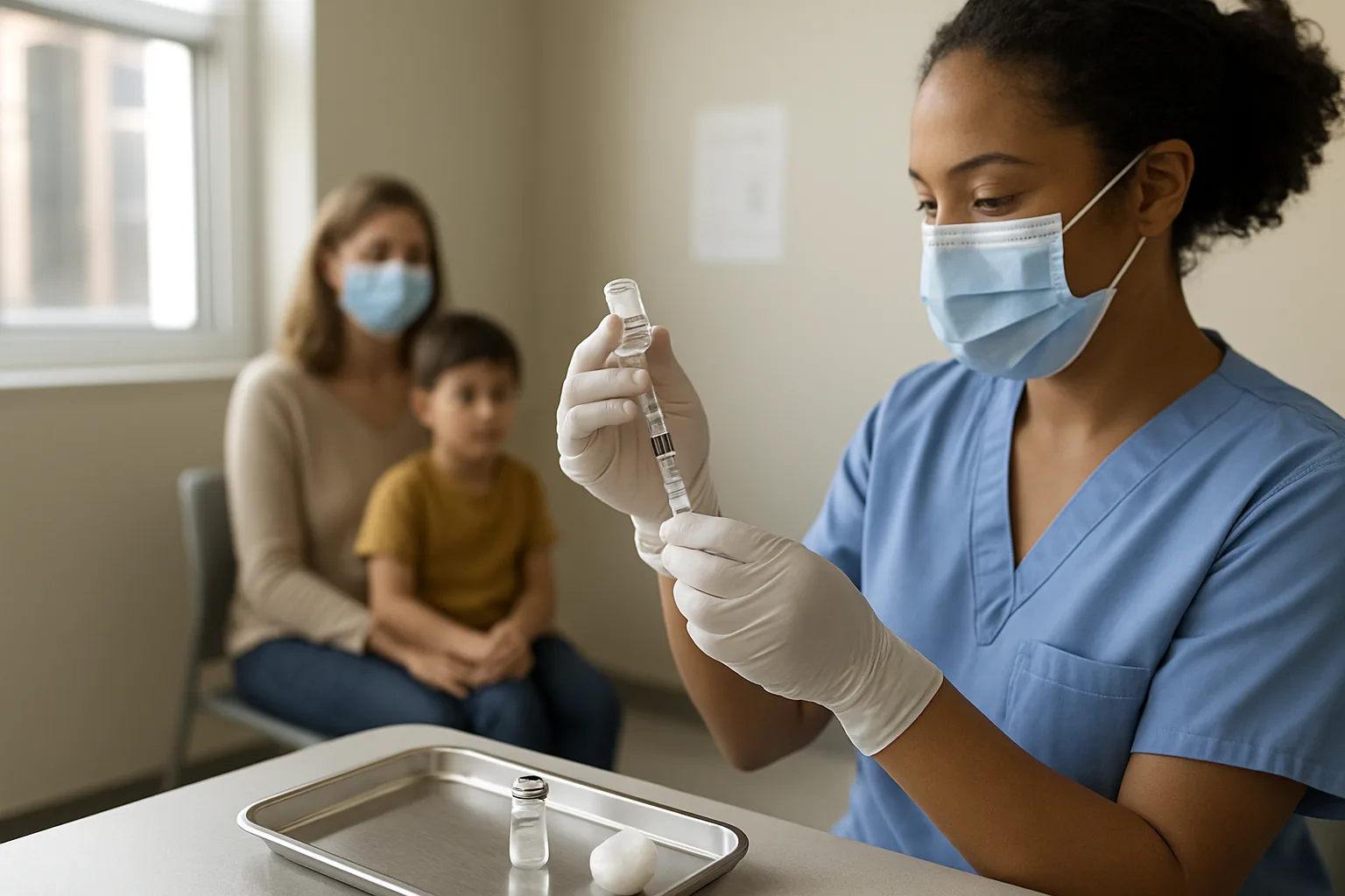 Community clinic vaccinating a child amid US measles cases surge