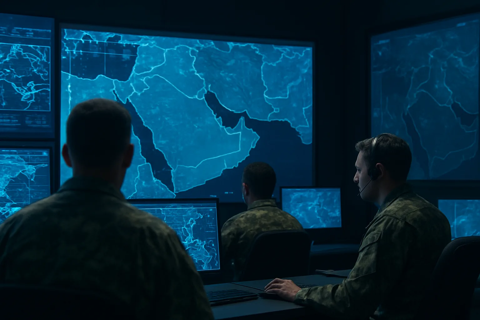 Command center tracking U.S. strikes on Iran across regional maps