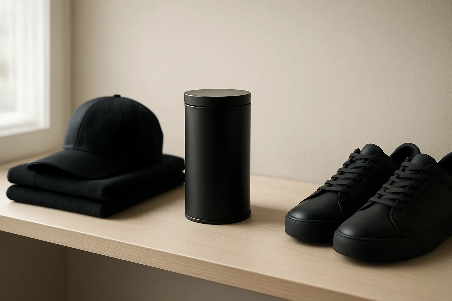 Blvck Paris x Pringles matte black can styled as a collectible next to black streetwear pieces
